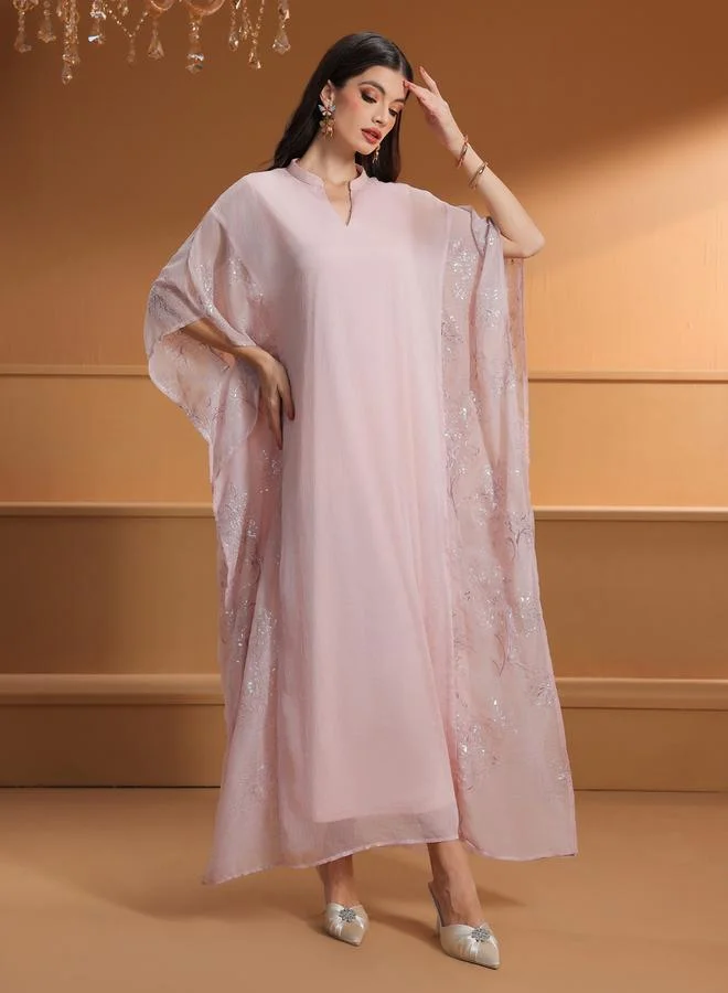 Take Two Women Lace Patchwork Kimono Sleeve Maxi Dress
